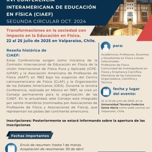 XVI CONFERENCIAINTERAMERICANA DE EDUCACIÓNEN FÍSICA (CIAEF)SEGUNDA CIRCULAR OCT. 2024