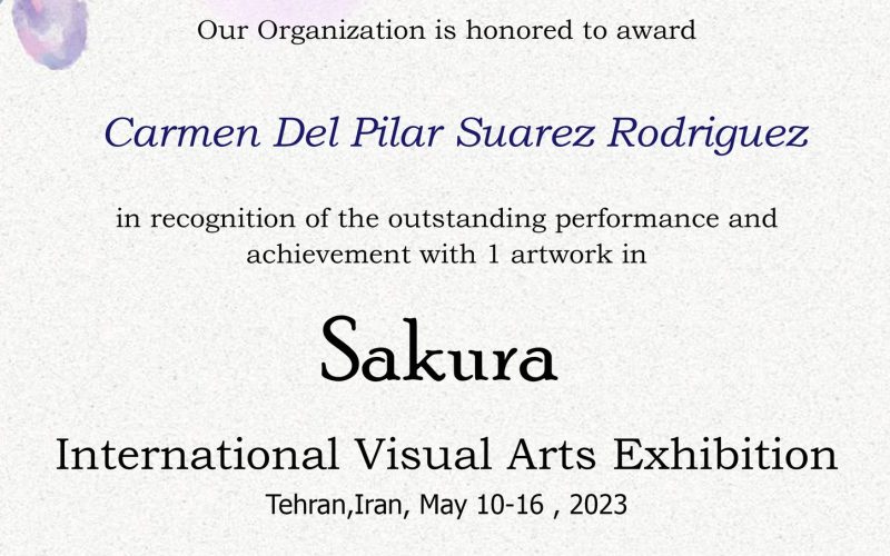 Certificado en reconocimiento a la obra de arte Sakura