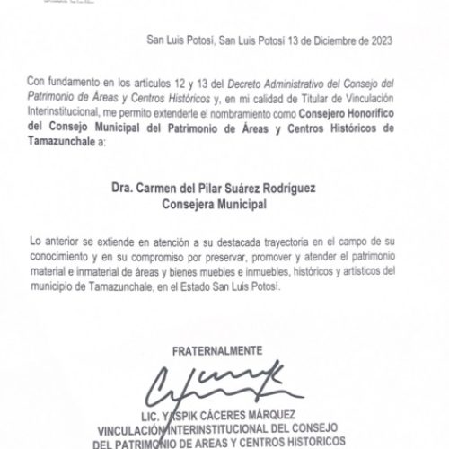 Contribución a la Preservación del patrimonio natural y cultural de Tamazunchale