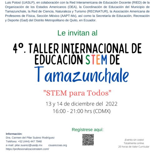 Invitación: 4°. Taller Internacional de Educación STEM de Tamazunchale