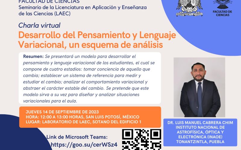 Charla virtual | Desarrollo del Pensamiento y Lenguaje Variacional, un esquema de análisis