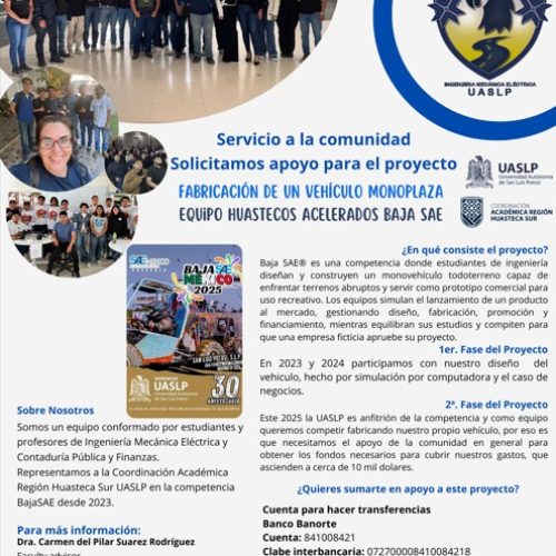 Solicitamos apoyo para el proyecto FABRICACIÓN DE UN VEHÍCULO MONOPLAZASobre Nosotros