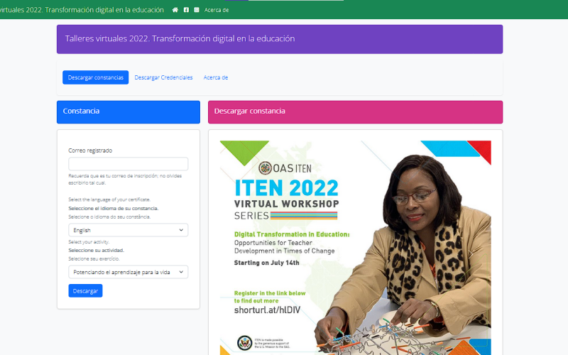 Generador de Certificados | Talleres virtuales 2022. Transformación digital en la educación